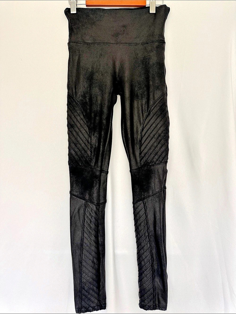 Spanx Faux Leather Moto Leggings Black Small Petite